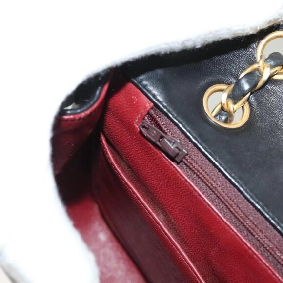 CHANEL Matelasse Chain Shoulder Bag Lamb Skin Black Gold CC Auth - Picture 14 of 16